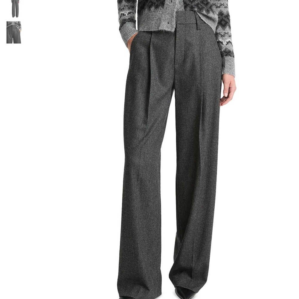 Vince High Waist Wide-Leg Pleated Trousers Pants